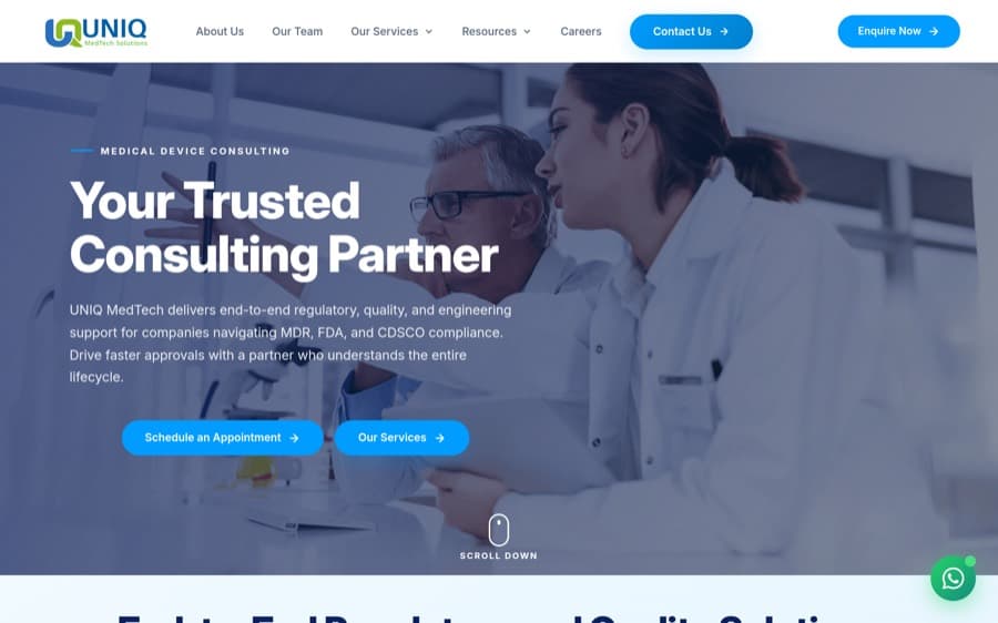 Uniq MedTech website by GK Digital